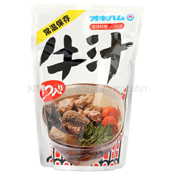牛汁 350g 4袋セット 具入り 汁物 牛肉 沖縄 お土産 土産 郷土料理 ビーフ スープ スタミナ料理 沖縄直送 送料無料 沖縄よろず屋 まとめ買い お取り寄せ 肉
